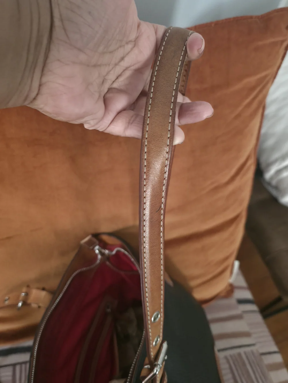 Dooney & Bourke Black Pebbled Leather Tote with Brown Straps
